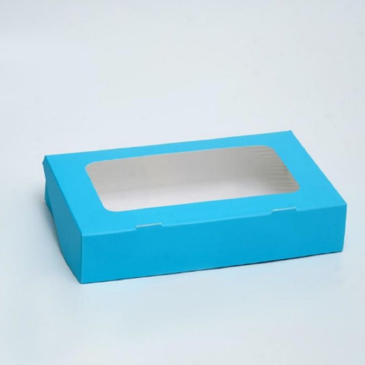 Коробка-чемоданчик с окном, голубой(12*20 см)  